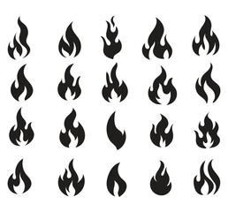 Vector set of flame, fire clipart
