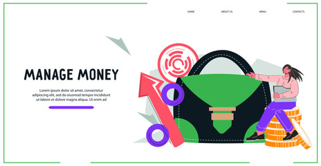 Naklejka premium Website banner for financial, business, stock market, and trading concepts, flat vector illustration isolated on white background. Stock market and investment decisions.