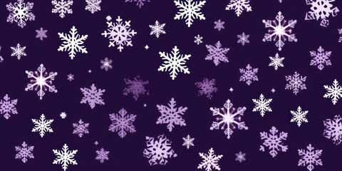 White snowflakes on a purple background, a flat vector illustration in the simple minimalist style of a cute cartoon design with simple shapes