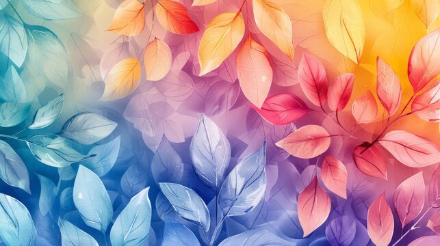 Vibrant leaves painting on white background