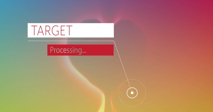 Image of target processing over heart on colorful background - Powered by Adobe