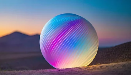 Fotobehang 3d render of a glowing sphere circle, spiral, swirl, light, color, design, wallpaper © Sadaqat
