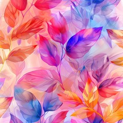 Vibrant leaves painting on white background