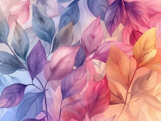 Colorful leaves painting on white background