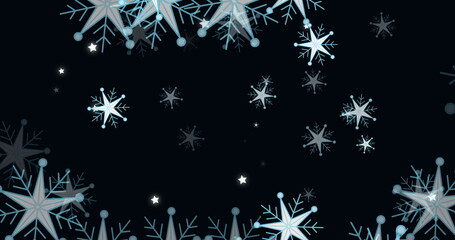 An image of white stars twinkling and moving against a black background