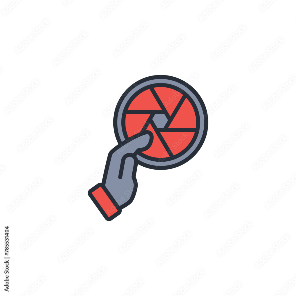 Poster aperture icon. vector.editable stroke.linear style sign for use web design,logo.symbol illustration.