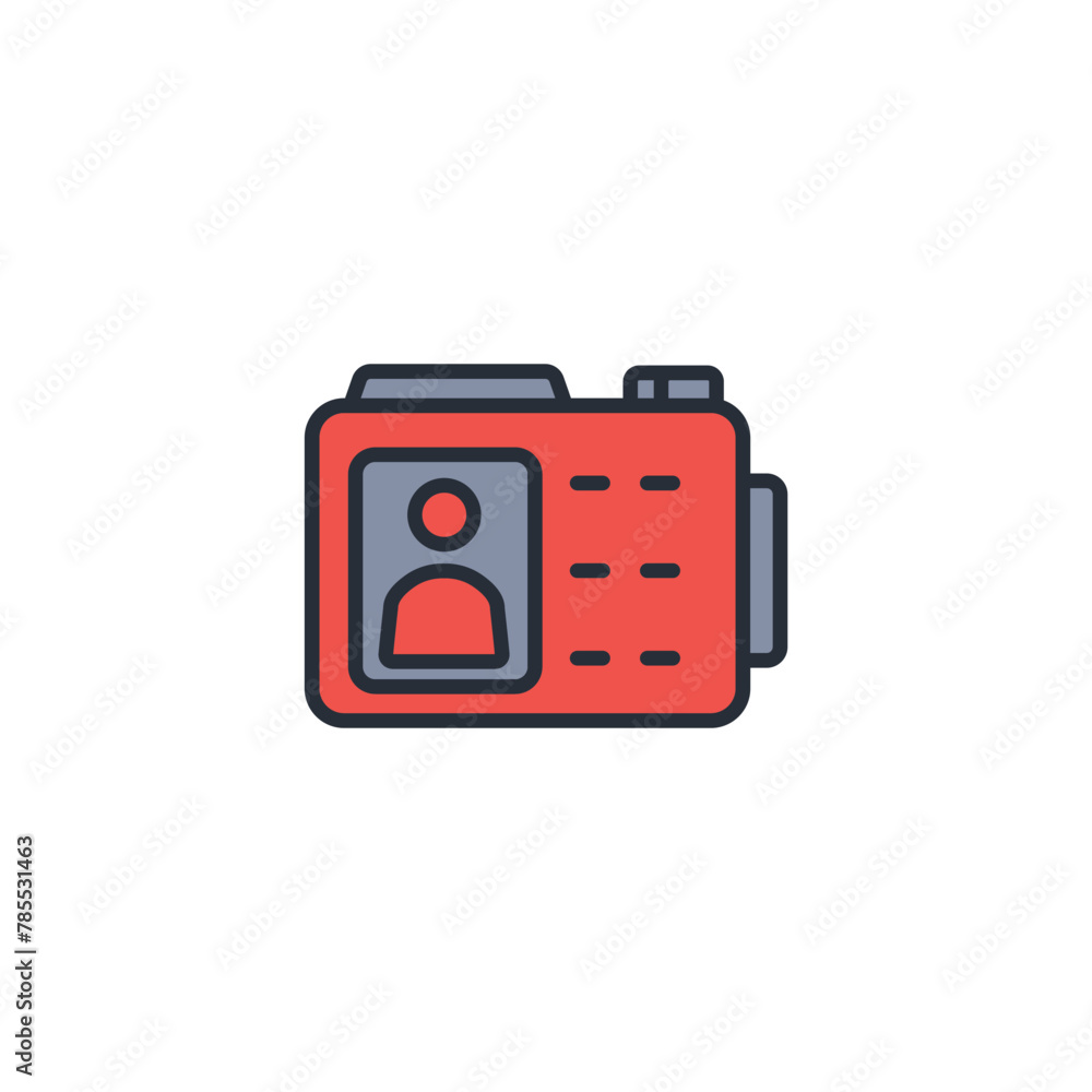 Poster back camera icon. vector.editable stroke.linear style sign for use web design,logo.symbol illustrati