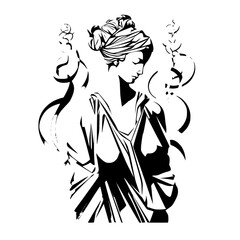 silhouette of a girl statue