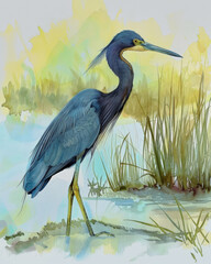 Little blue heron watercolor - 785531666
