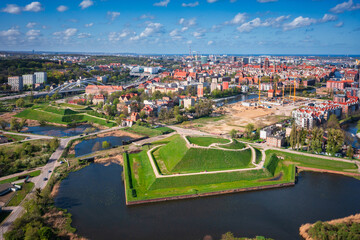 Fototapeta na wymiar Bison bastion, 17th-century fortifications of Gdańsk after renovation. Poland