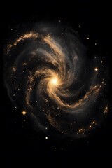realistic black and gold galaxy, high details, HDR