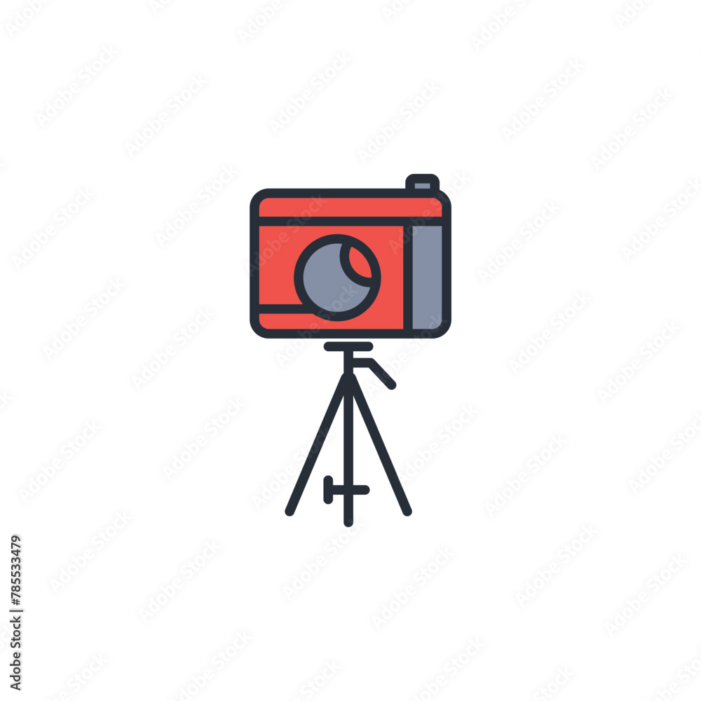 Poster tripod icon. vector.editable stroke.linear style sign for use web design,logo.symbol illustration.