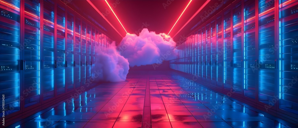 Aufkleber seamless integration: cloud technology fusing servers and devices. concept cloud technology, server 