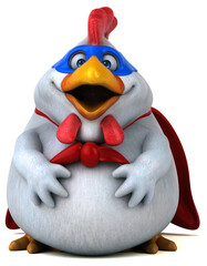 Fun 3D cartoon illustration of a chicken superhero - 785534213