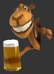 Fun 3D cartoon camel with a beer