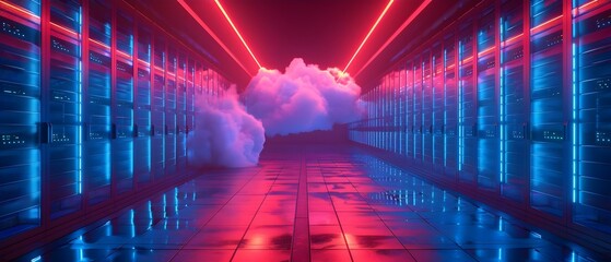Seamless Integration: Cloud Technology Fusing Servers and Devices. Concept Cloud Technology, Server Integration, Device Connectivity, Seamless Solutions - obrazy, fototapety, plakaty