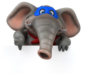 Fun 3D cartoon illustration of an elephant  superhero