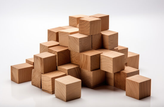 Wooden blocks image isolated on white background with clipping path