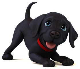 Fun 3D cartoon black Labrador retriever