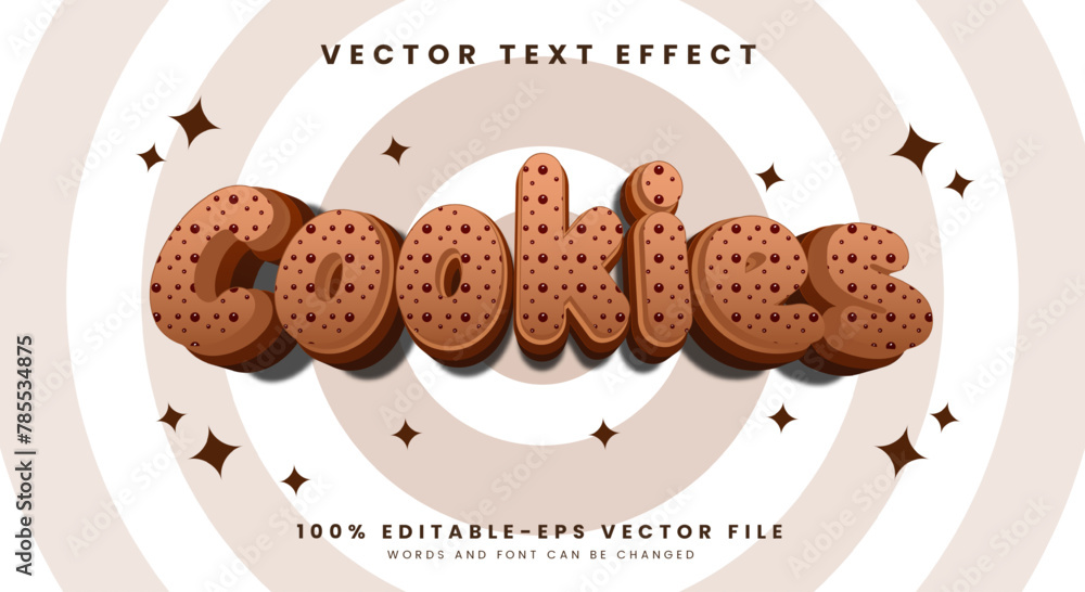 Poster Cookies 3d editable text effect Template with Cartoon style premium vector