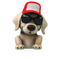 Fun 3D cartoon white Labrador retriever - 785534883