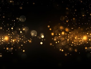 Yellow abstract glowing bokeh lights on a black background with space for text or product display