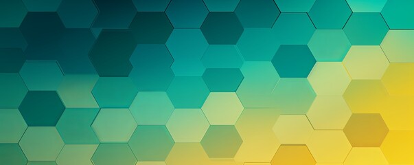 Teal and yellow gradient background with a hexagon pattern in a vector illustration