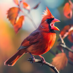 Exquisite Vocabulary of Ohio: The Majestic Northern Cardinal Amidst the Buckeye branches