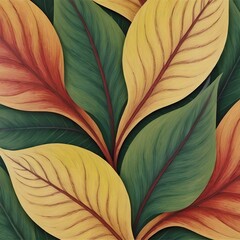 seamless background with colorful leaves 