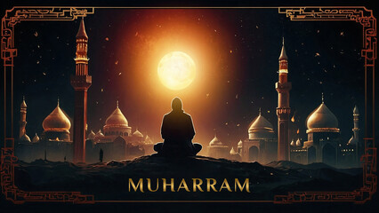 Muharram - A Imam Hussain offering his Prayers for Muharram Ashura for Social Media - obrazy, fototapety, plakaty