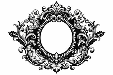 Exquisite vector artwork showcasing a Victorian frame, meticulously crafted with intricate details and ornate embellishments, elegantly isolated on a pristine white background. 