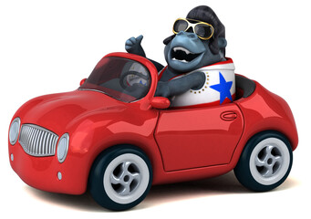 Fun 3D cartoon illustration of a rocker gorilla - 785537261