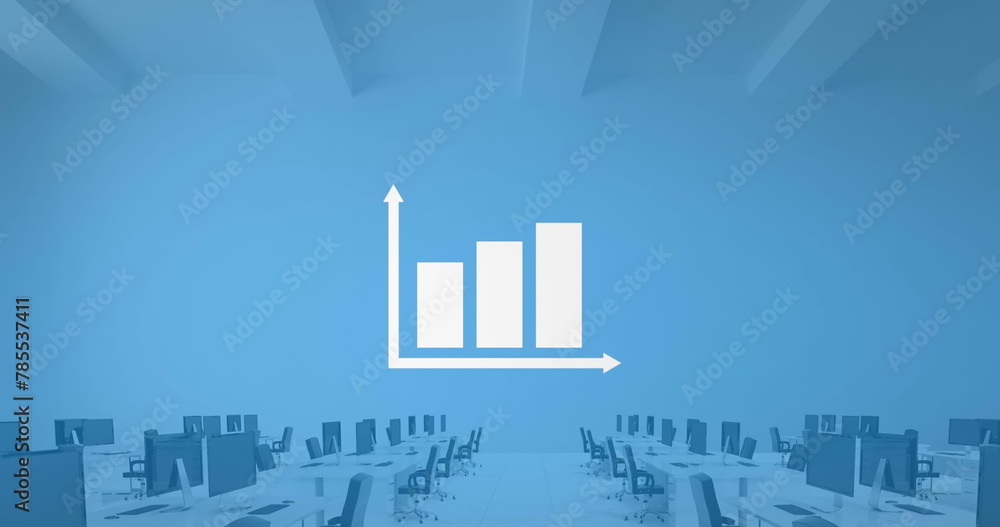 Poster image of statistical data processing against empty office