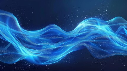 Animated blue wind air flow light effect. Cold fresh wave modern. Transparent ice puff stream with vacuum vortex trail.