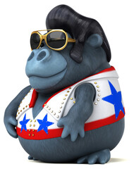 Fun 3D cartoon illustration of a rocker gorilla - 785537821