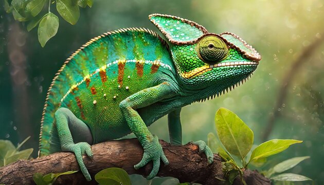 green lizard on a branch