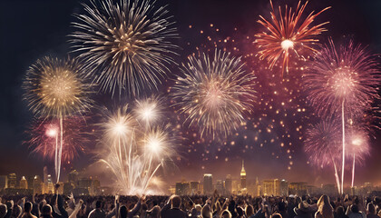 A spectacular fireworks show, with the night sky ablaze with color and light.