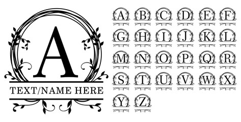 Monogram Floral Split Letters, Split Alphabet, Split Font Vector  - 785540001
