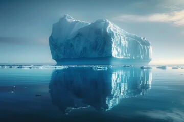 Majestic iceberg floating in the chilly antarctic sea under a crisp blue sky - obrazy, fototapety, plakaty