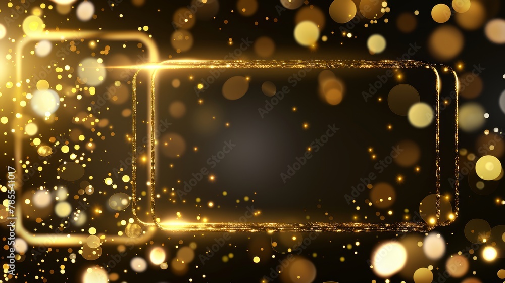 Aufkleber isolated gold frame with magic light and shimmering particles on gradient background. clipart illust