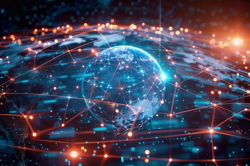 Fototapeta premium Illuminating the digital frontier, global connectivity and high-speed data transfer