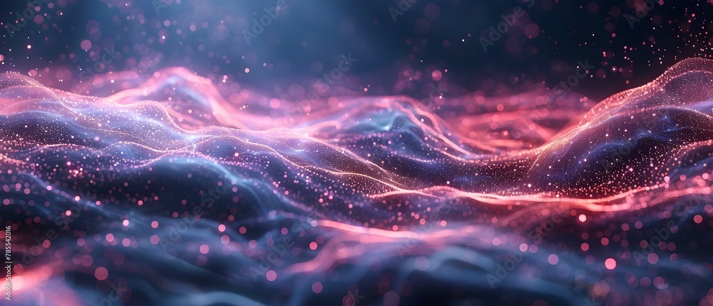 Poster future's pulse: nano-sensor waves in a digital sea. concept emerging technologies, cybernetics, arti