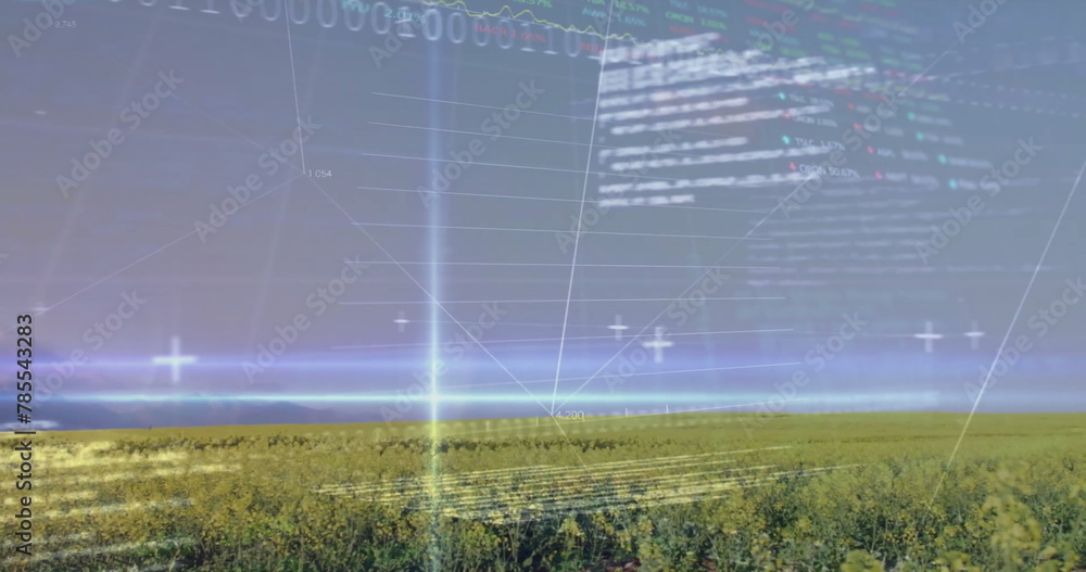 Aufkleber image of stock market and data processing over field