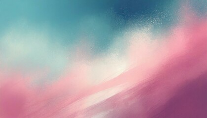A pastel pink-blue abstract background featuring empty space, grainy noise, grungy texture, color gradient, roughness, shine bright light, and glow, serving as a template.