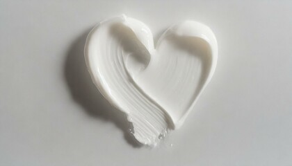white heart out of cream on white background