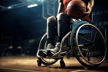 Inspirational Wheelchair Basketball Player in Action - obrazy, fototapety, plakaty
