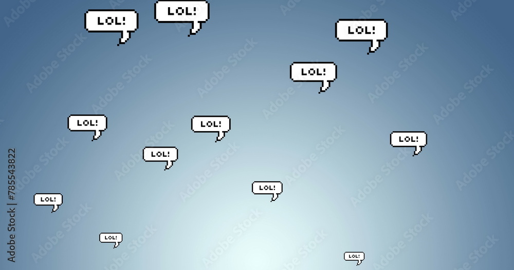 Aufkleber digital image of lol text on multiple speech bubbles floating against blue background