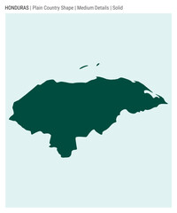 Honduras plain country map. Medium Details. Solid style. Shape of Honduras. Vector illustration.