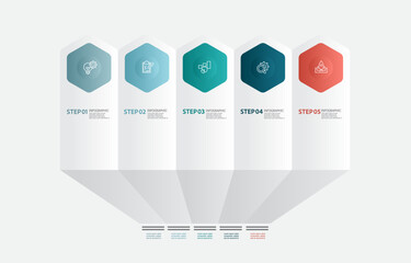 hexagon infographics steps timeline business workflow report template background - 785544609