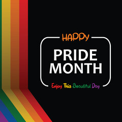 Obraz premium pride day wishing post black color background and seven colors for rainbow design vector file, colors, LGBT, grunge colors, typography, hearts